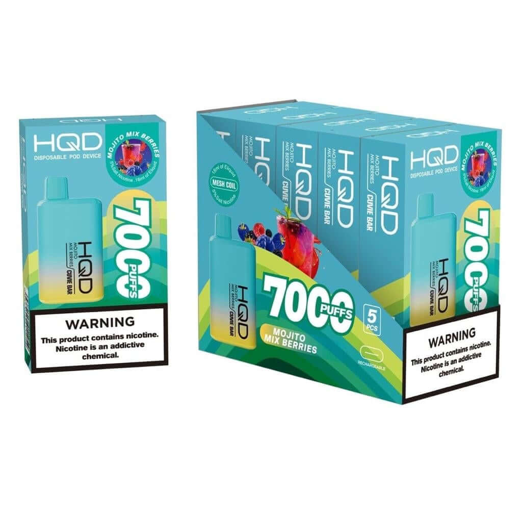 HQD Cuvie Bar 7000 puff Disposable pod Device with Mojito Mix Berries Flavor