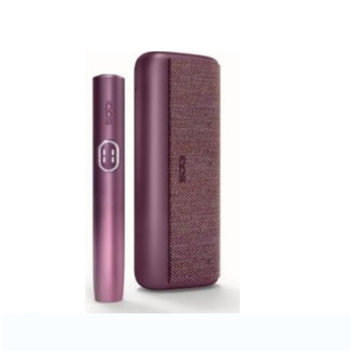 IQOS ILUMA i Prime purple device with textured case, stylish tobacco heating kit