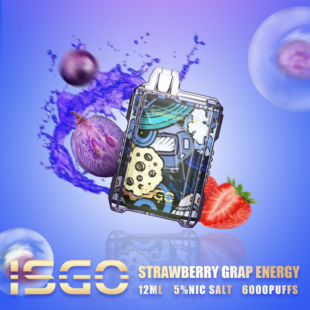 ISGO Strawberry Grape Energy disposable vape 6000 puffs 12ml 5% nic salt