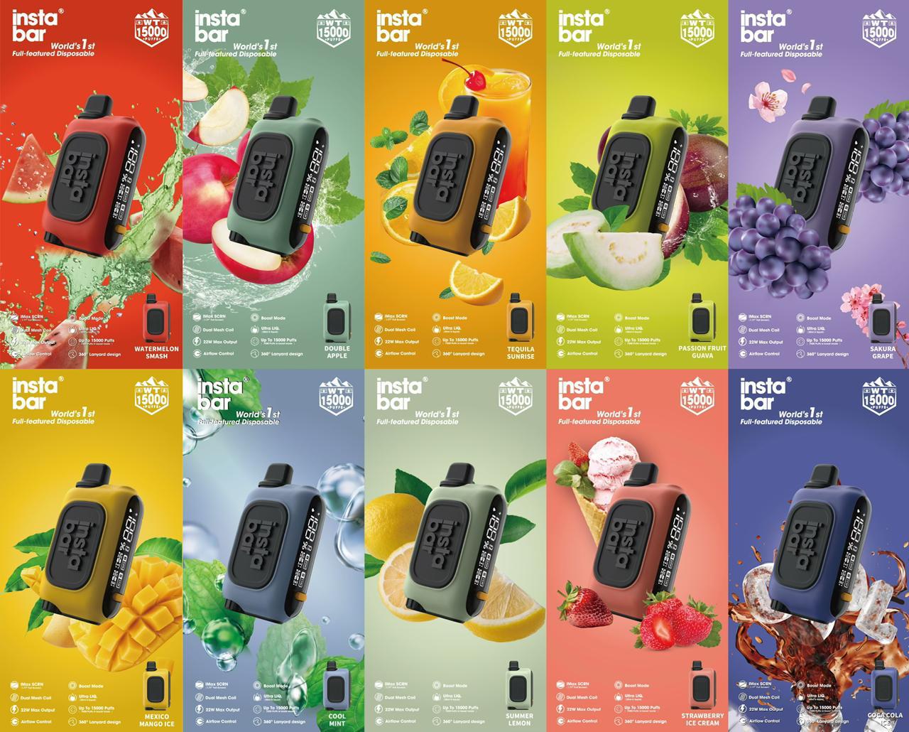 insta bar vape flavours Instabar WT 15000 Puffs 5% Rechargeable Disposable Vape in Dubai
