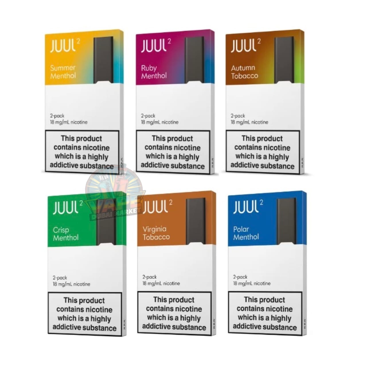 JUUL 2 Pods System assorted flavors Summer, Ruby, Autumn, Crisp, Virginia, Polar Menthol