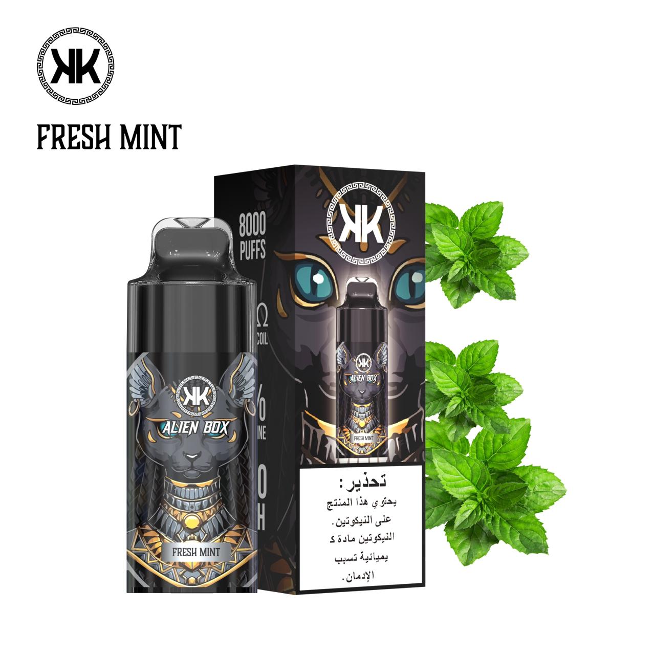 KK Alien Box 8000 puffs disposable vape with Fresh Mint flavor