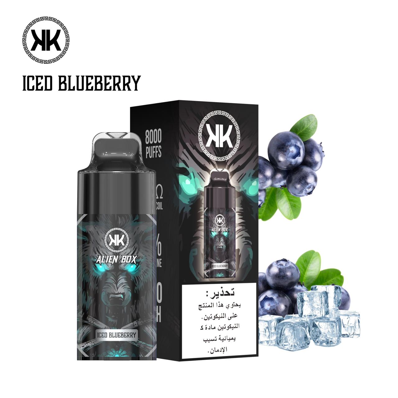 KK Alien Box 8000 puffs disposable vape with Iced Blueberry flavor
