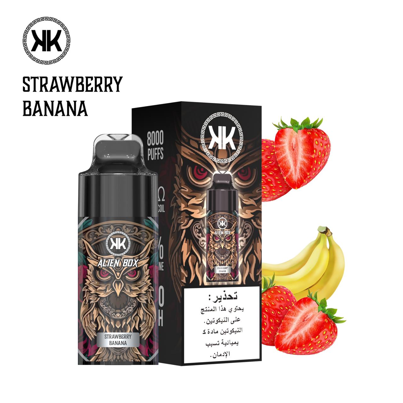 KK Alien Box 8000 puffs disposable vape with Strawberry Banana flavor