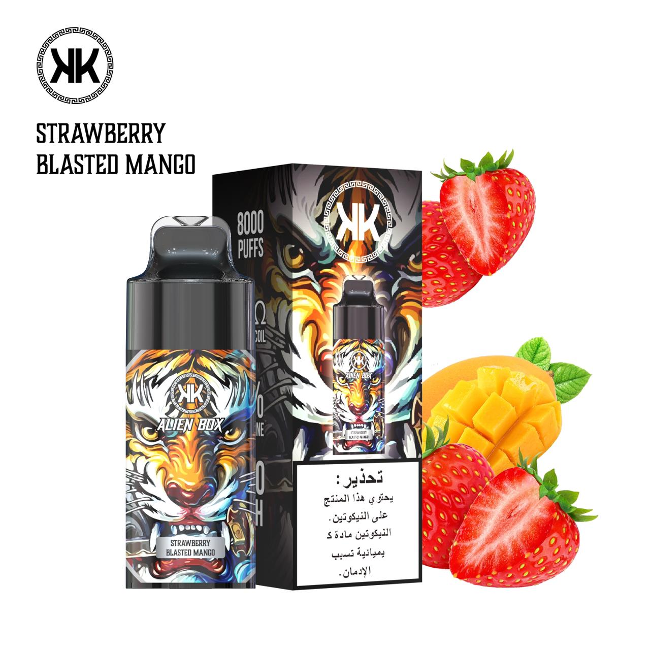 KK Alien Box 8000 puffs disposable vape with Strawberry Blasted Mango flavor