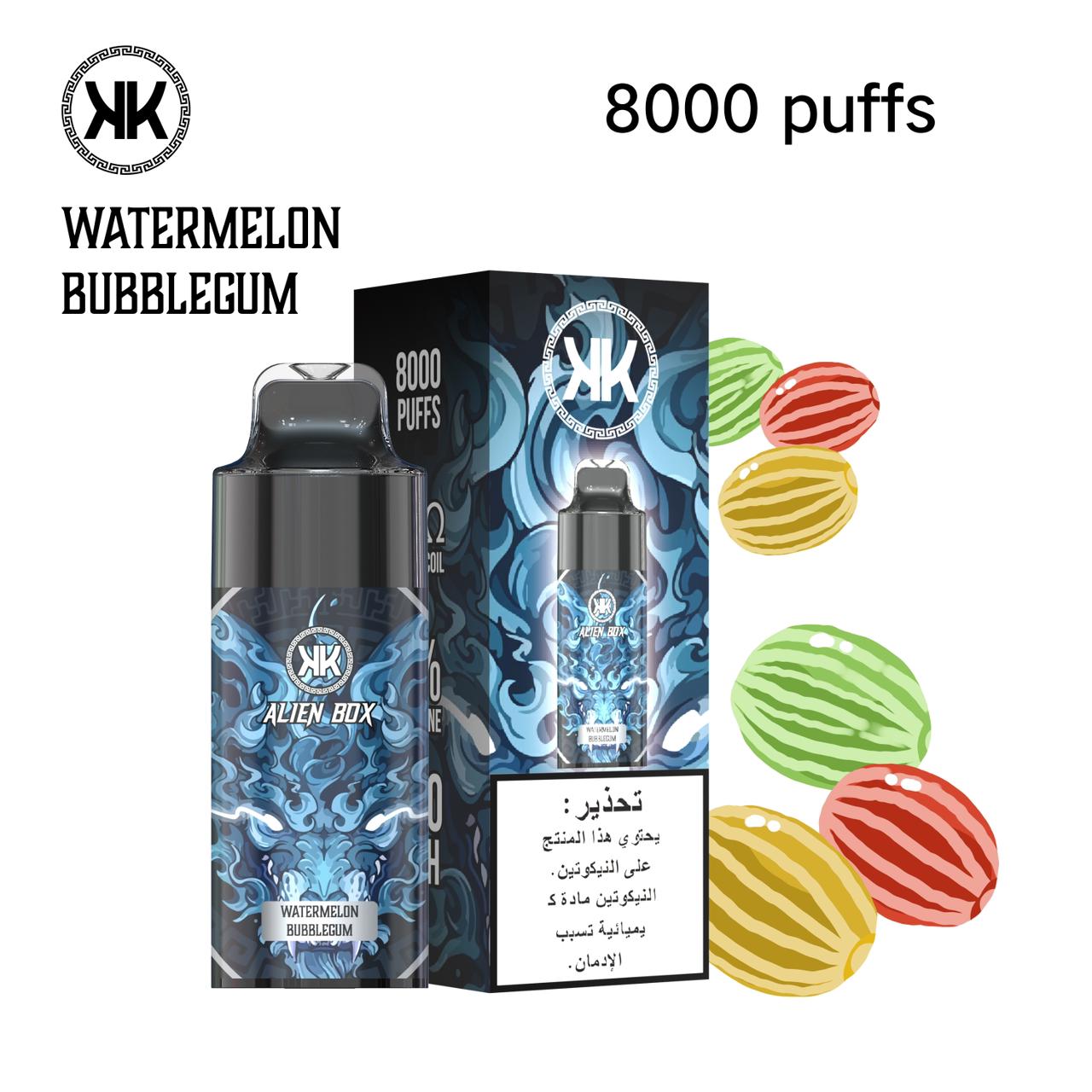 KK Alien Box 8000 puffs disposable vape with Watermelon Bubblegum flavor