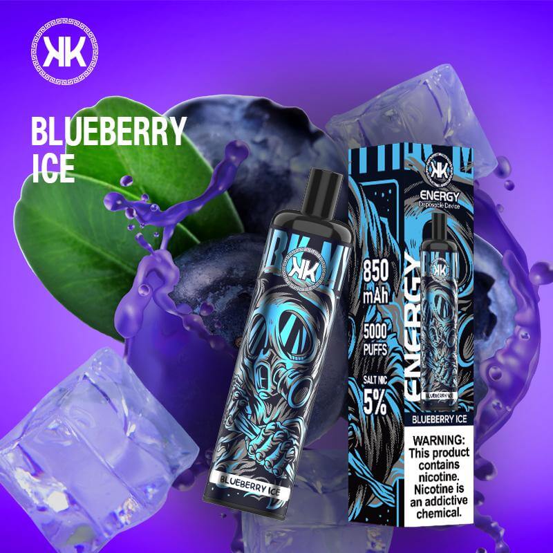 KK Energy 5000 puffs disposable vape Blueberry Ice flavor with blueberry