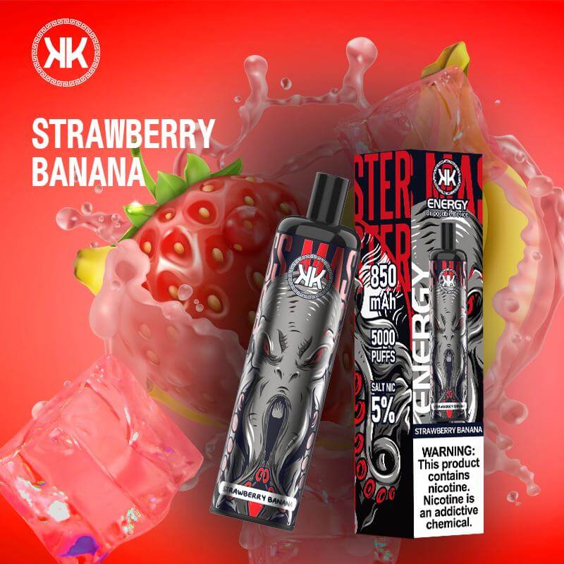 KK Energy 5000 puffs disposable vape Strawberry Banana flavor with fruit
