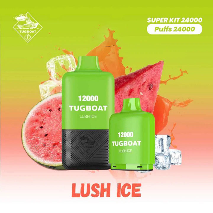 Tugboat Super Kit Lush Ice 24000 Puffs Disposable Vape with watermelon and ice cubes (duplicate)