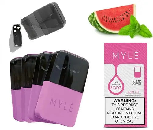 MYLÉ V4 Lush Ice Pods 50mg (240 puffs each) - Watermelon menthol vape pods with box
