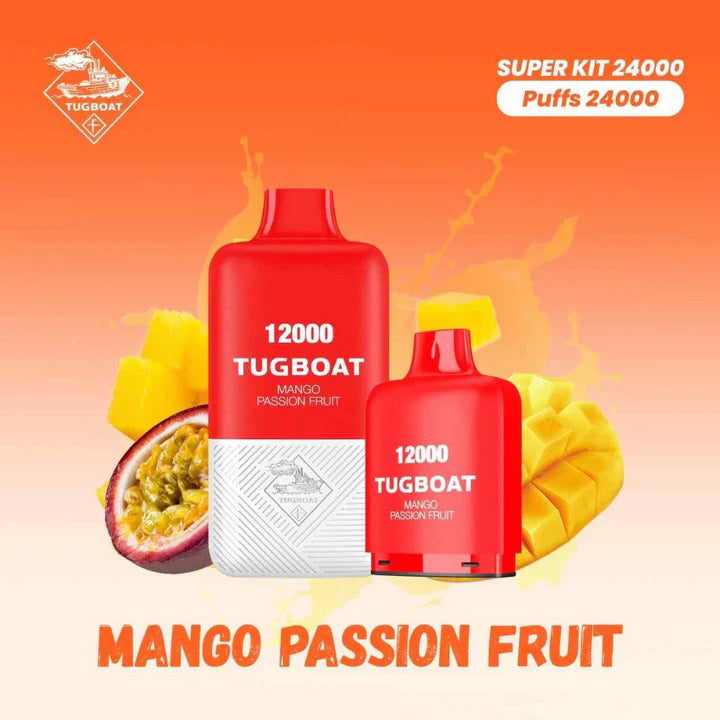 Tugboat Super Kit Mango Passion Fruit flavor 24000 Puffs Disposable Vape with fresh fruits