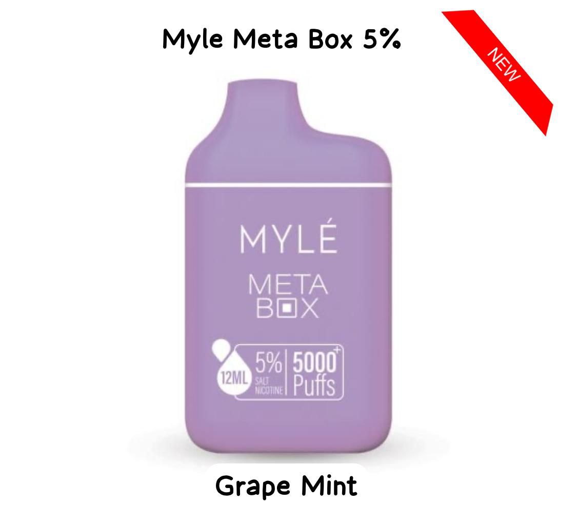 Myle Meta Box Grape Mint 5000 puffs disposable vape with grape mint flavor