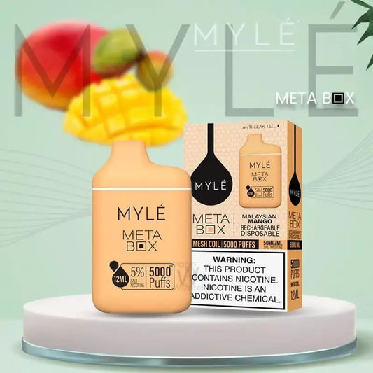 Myle Meta Box Malaysian Mango 5000 puffs disposable vape with mango flavor
