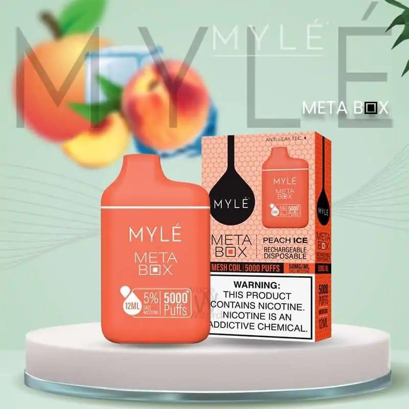 Myle Meta Box Peach Ice 5000 puffs disposable vape with peach ice flavor 2