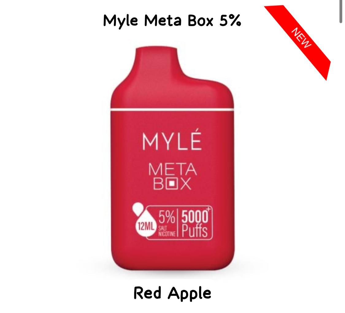 Myle Meta Box Red Apple 5000 puffs disposable vape with red apple flavor