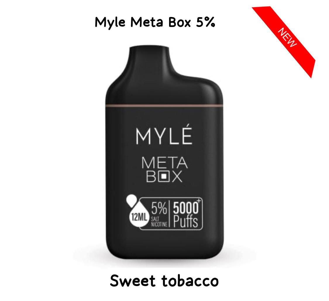 Myle Meta Box Sweet Tobacco 5000 puffs disposable vape with sweet tobacco flavor