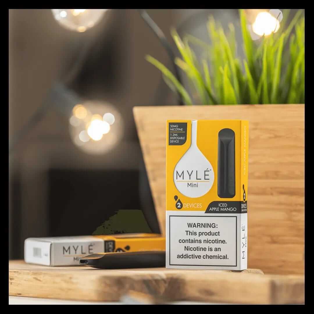 Myle Mini Iced Apple Mango disposable vape 320 puffs with mango flavor in UAE