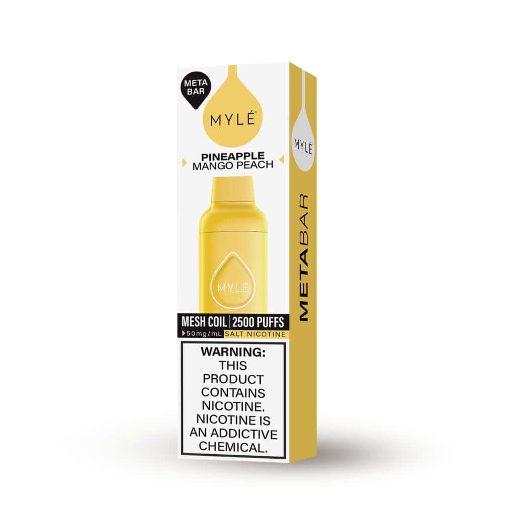 Myle meta bar 2500 puffs Disposable Vape With Pineapple, Mango Peach Flavor