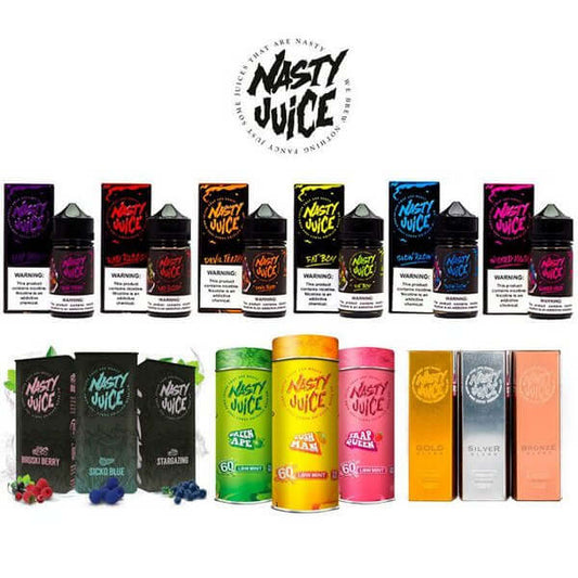 Nasty Juice 60ml e-liquid all flavors lineup and packaging