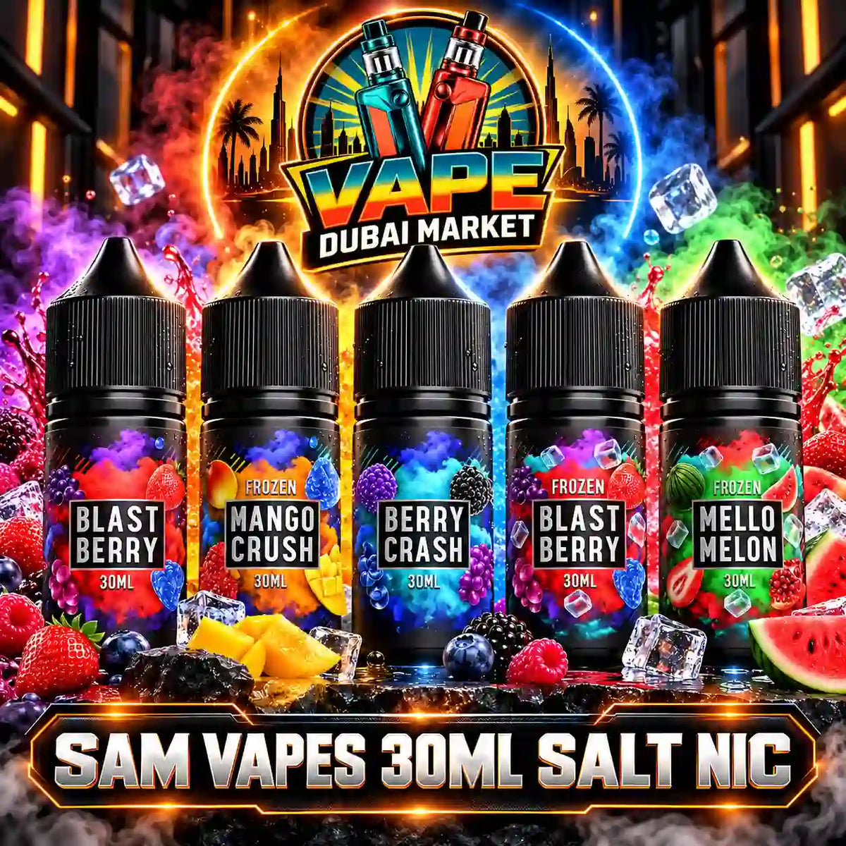 SAM VAPES Salt Nicotine 30ml E-Liquid 30mg & 50mg in dubai