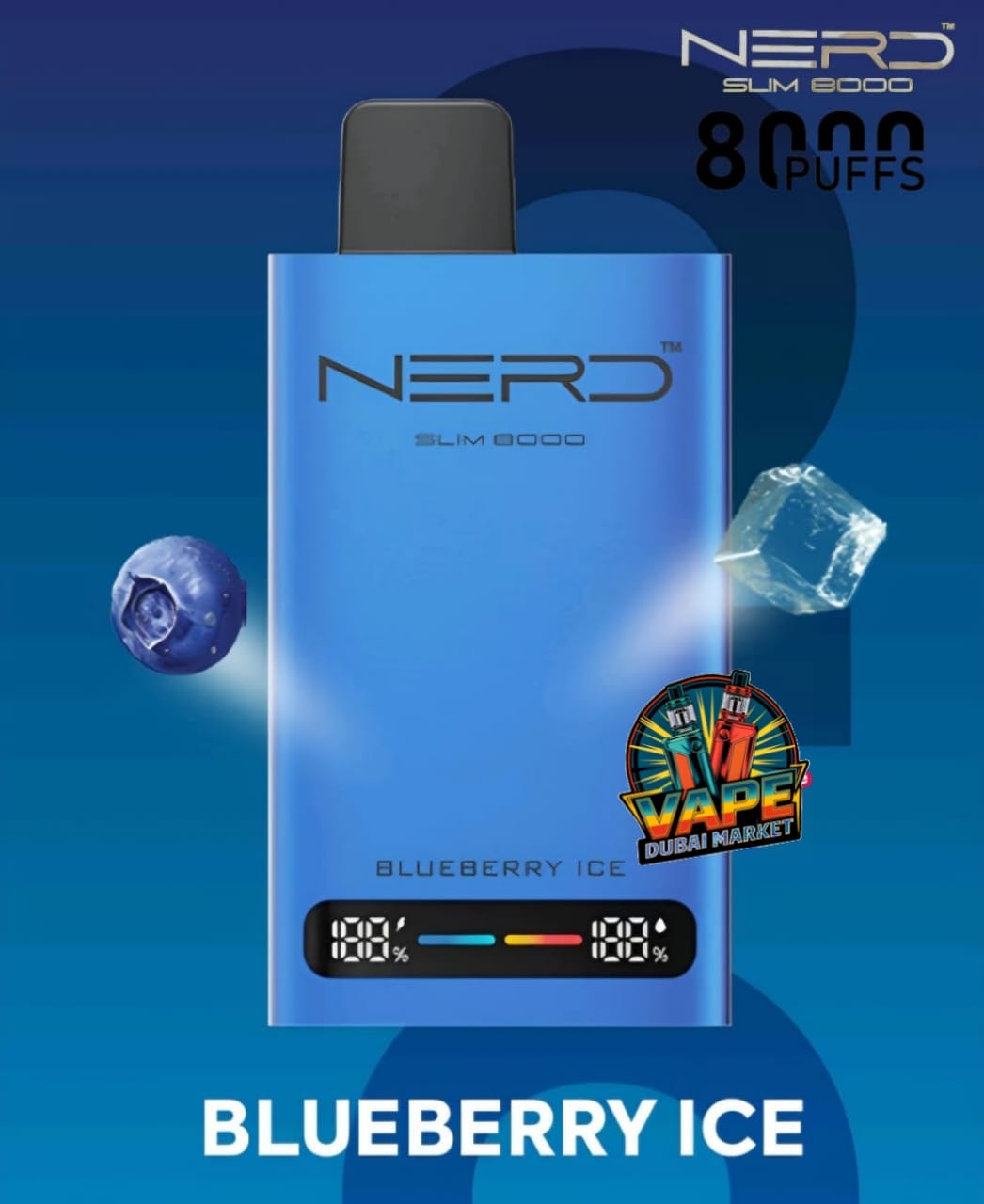 Nerd Slim vape pen in Blueberry flavor with colorful design