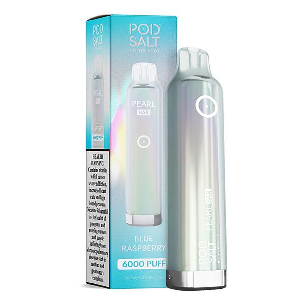 Pod Salt Pearl Bar Blue Raspberry – 6000 puffs disposable vape with blue raspberry flavor