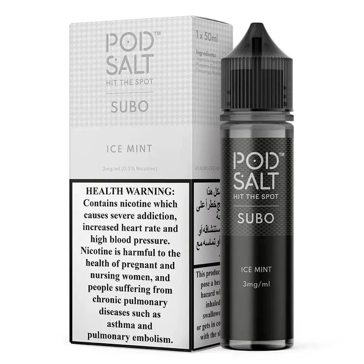 Pod Salt Subo Ice Mint 50ml e-liquid bottle and box Vape Dubai Market
