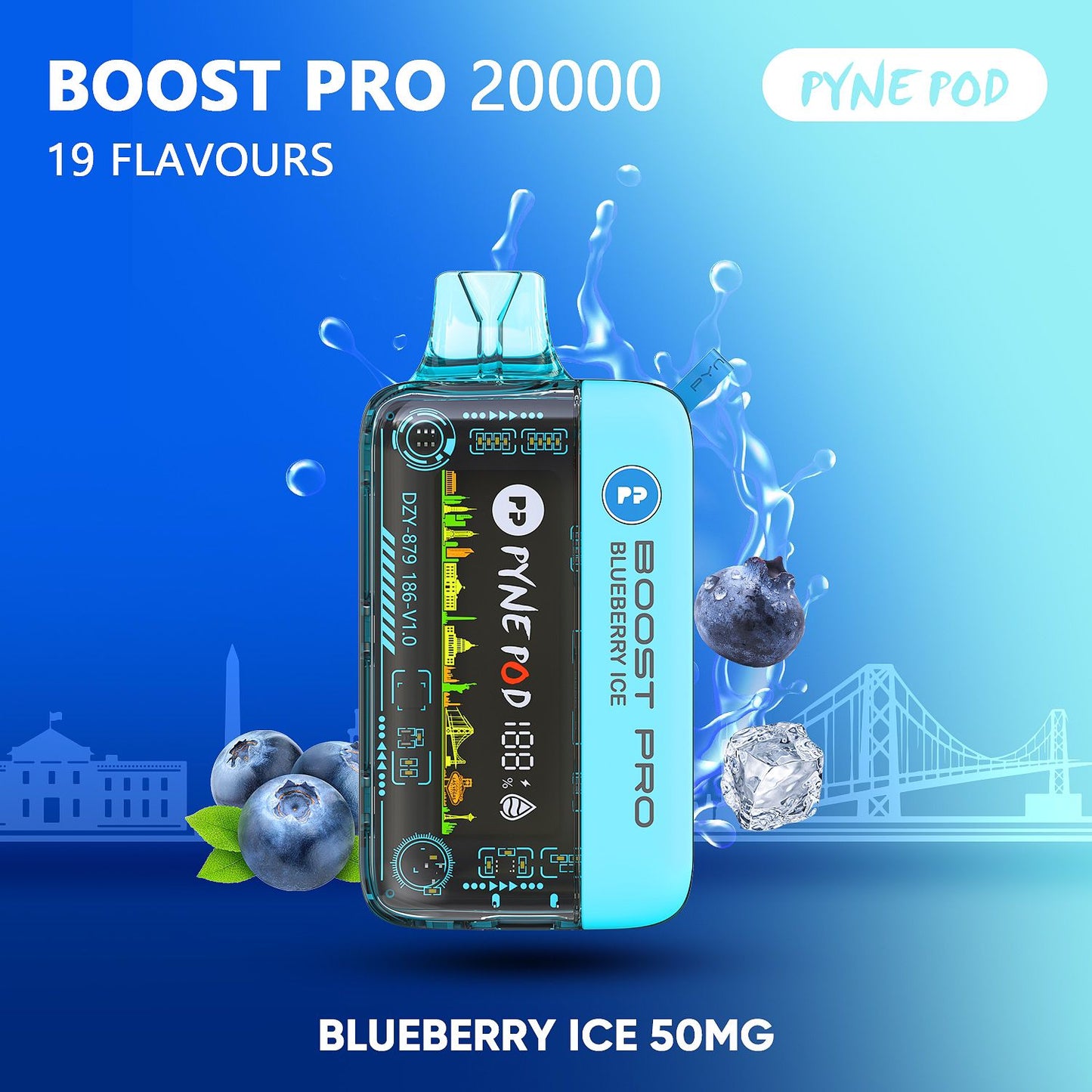 Pyne Pod Boost Pro 20000 Blueberry Ice 50mg disposable vape