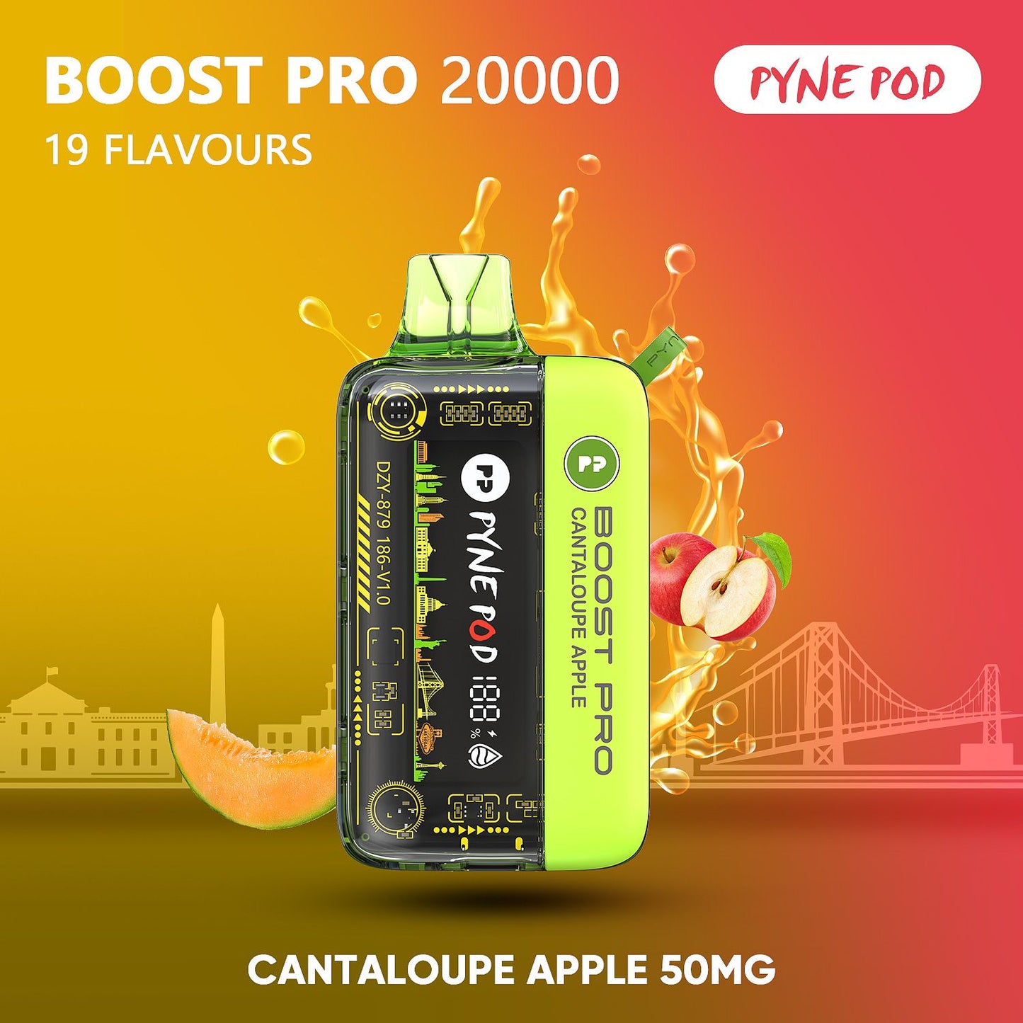 Pyne Pod Boost Pro 20000 Cantaloupe Apple 50mg disposable vape