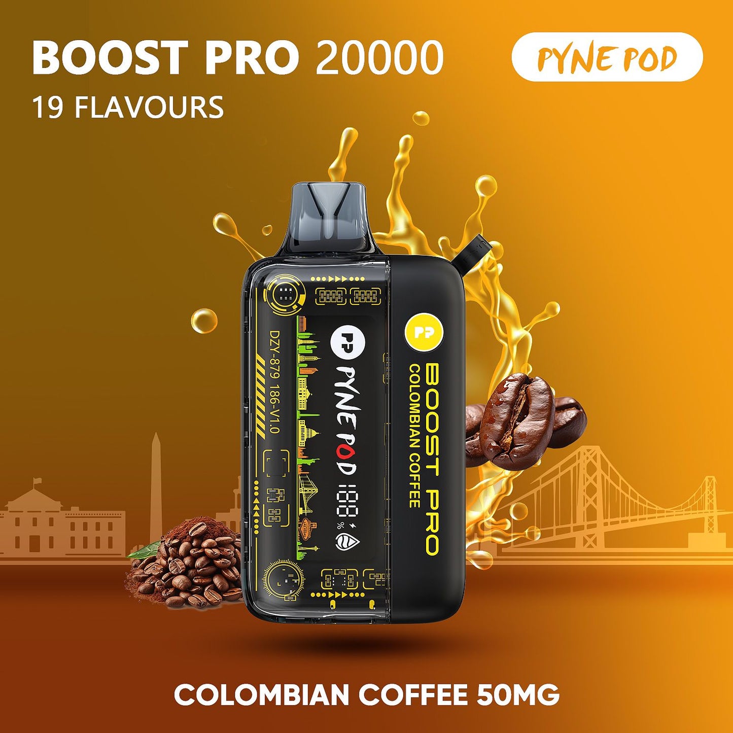 Pyne Pod Boost Pro 20000 Colombian Coffee 50mg disposable vape