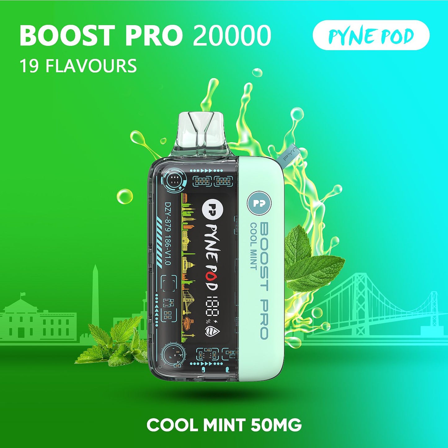 Pyne Pod Boost Pro 20000 Cool Mint 50mg disposable vape