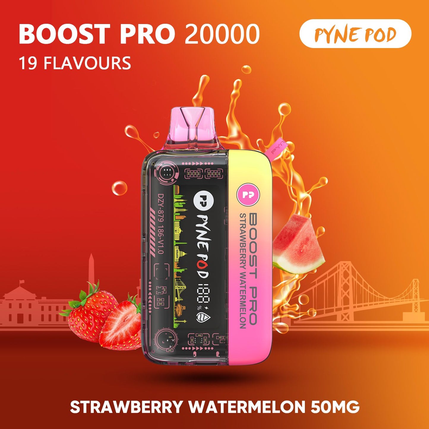 Pyne Pod Boost Pro 20000 Strawberry Watermelon 50mg disposable vape