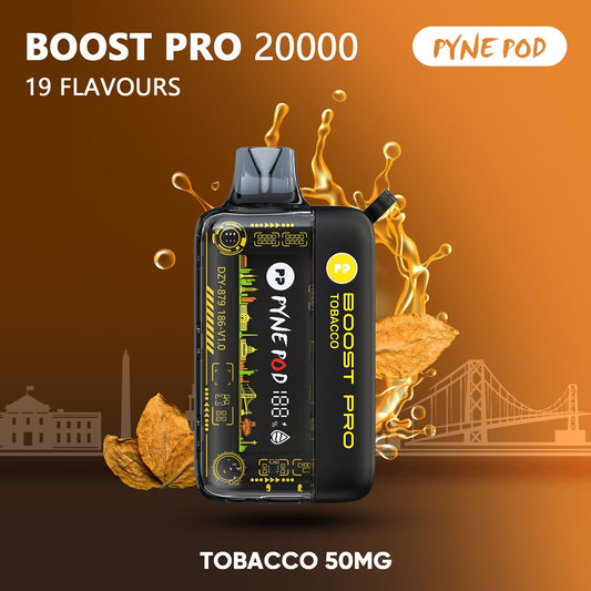 Pyne Pod Boost Pro 20000 Tobacco 50mg disposable vape with tobacco flavor