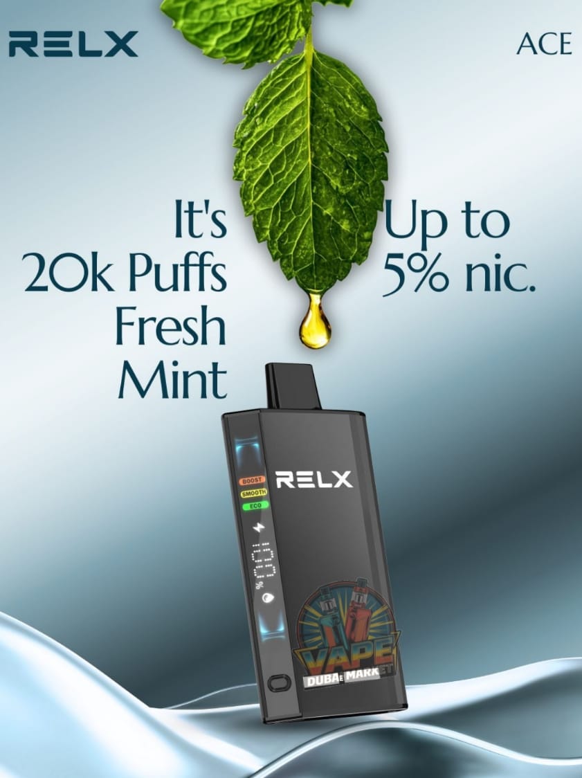 Relx Ace 20000 Puffs Fresh Mint Disposable Vape with LED Display