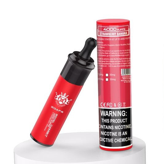 Royal Gambit Strawberry Banana disposable vape 4000 puffs with packaging