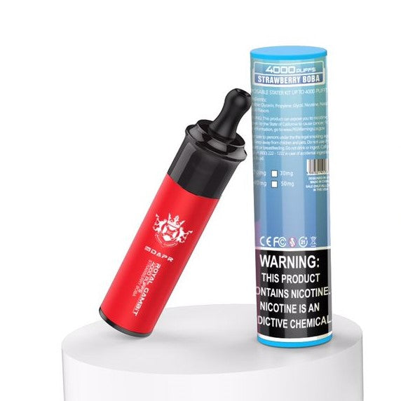 Royal Gambit Strawberry Boba disposable vape 4000 puffs with packaging