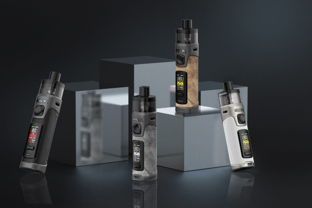 SMOK RPM 5 Pro Pod Mod Kit 80W color options displayed on mirrored blocks