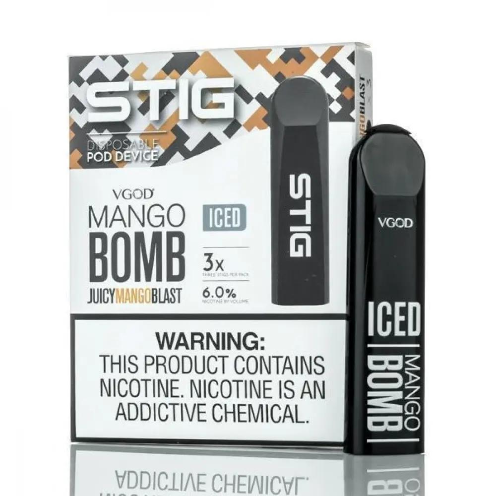 STIG Mango Bomb disposable vape 3 device in 1 pack, iced mango flavor, 6% nicotine
