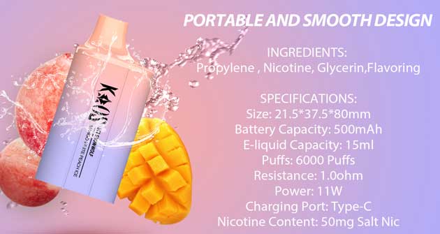 SnowWolf 6000 Disposable Vape With 15 ml E-Liquid and 50 mg Nicotine Salt Nic.