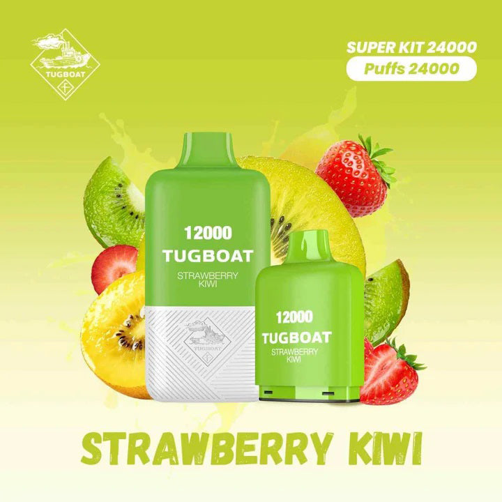Tugboat Super Kit Strawberry Kiwi 24000 Puffs Disposable Vape with strawberries and kiwi