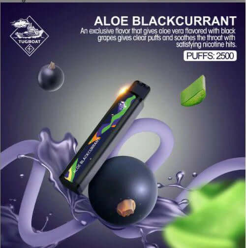 Tugboat XXL Aloe Blackcurrant disposable vape 2500 puffs with aloe and blackcurrant flavor