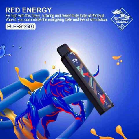 Tugboat XXL Red Energy disposable vape 2500 puffs with energy drink flavor