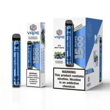 US Vape Blueberry Raspberry disposable vape 1500 puffs with blue box and device