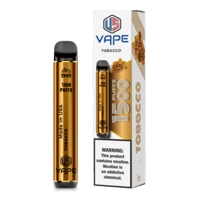 US Vape Tobacco disposable vape 1500 puffs with gold box and device