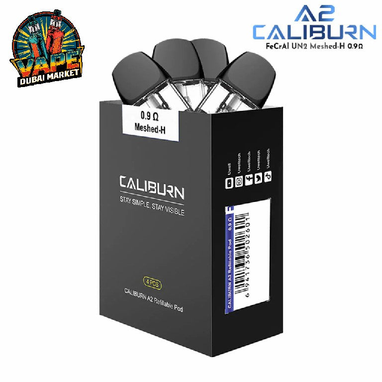 Uwell Caliburn A2 cartridge 0.9ohm meshed pod 4 pack with box