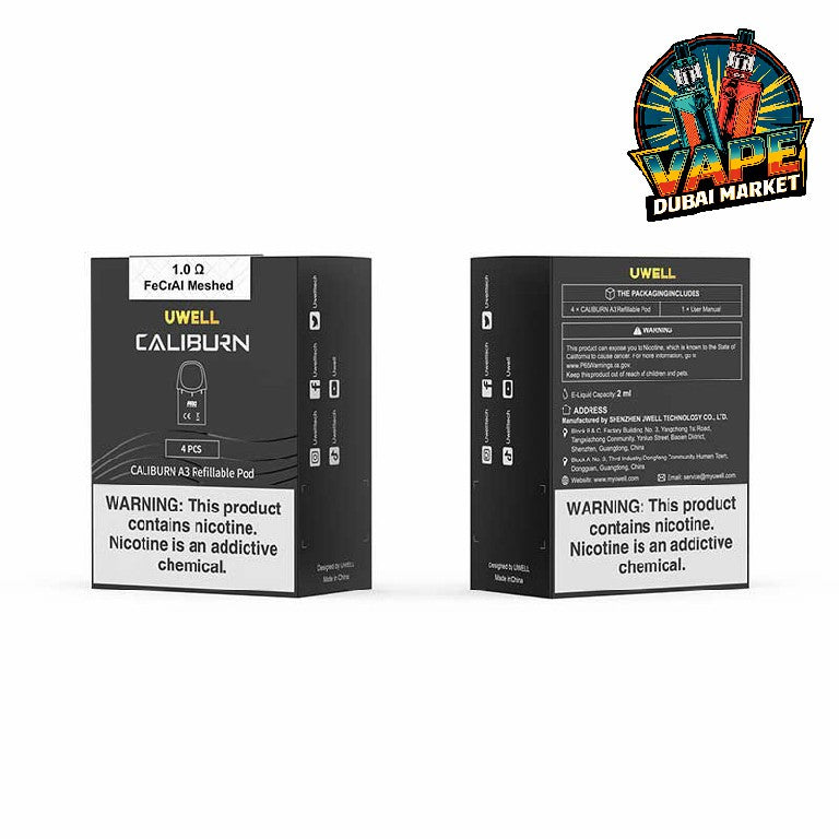 Uwell Caliburn A3/A3S/AK3 Replacement Pods 4 pcs box front & back