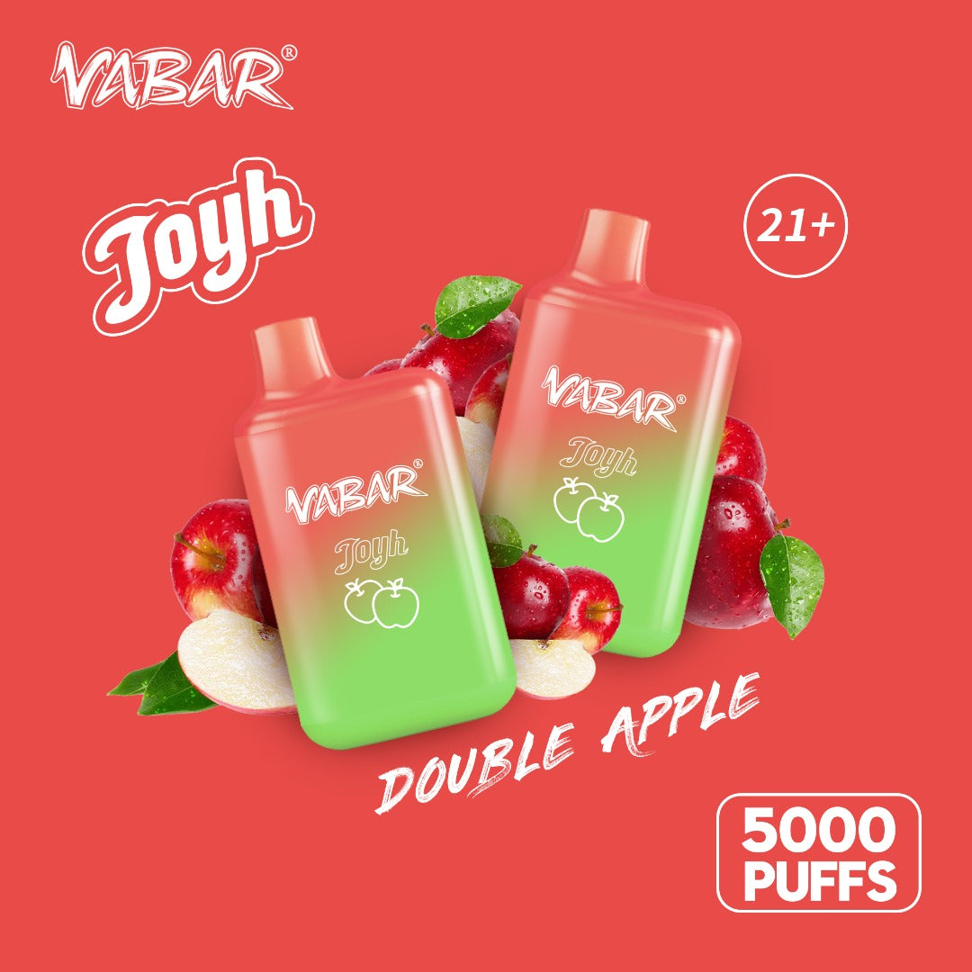 Vabar Joyh Double Apple vape 5000 puffs with red apples on red background
