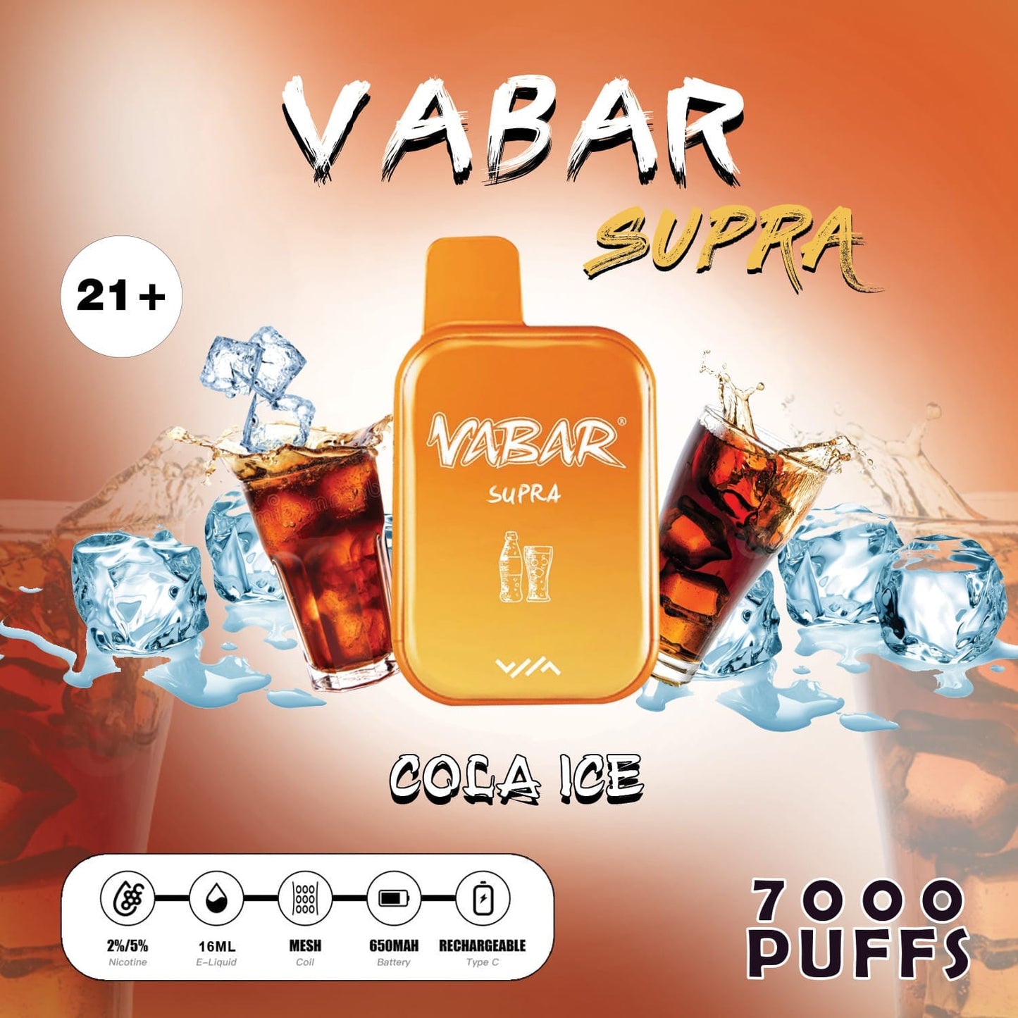 Vabar Supra Cola Ice – 7000 puffs disposable vape with cola ice flavor