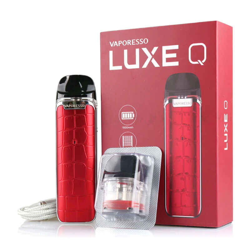 Vaporesso Luxe Q Pod System Kit red color with box and pod