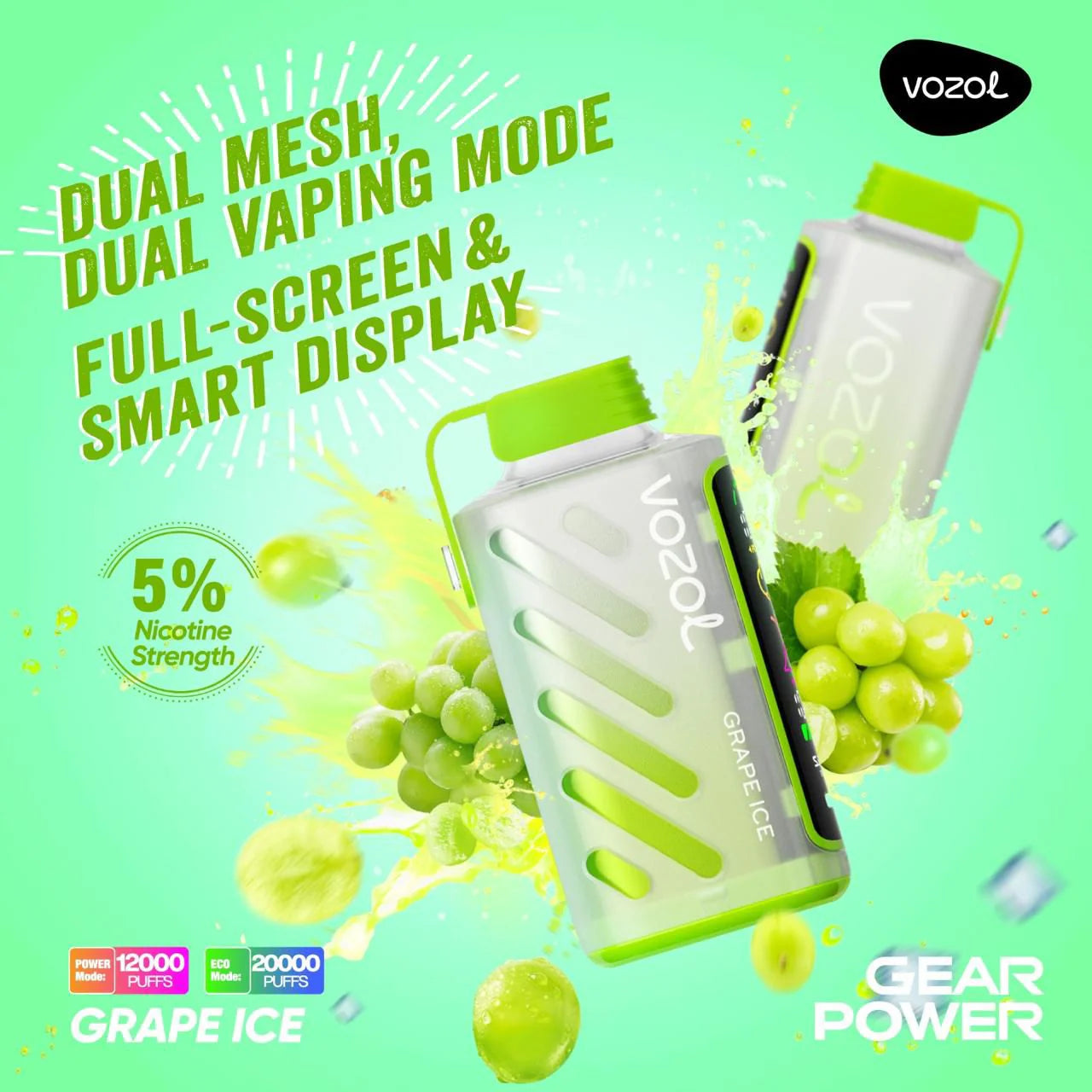 VOZOL Gear Power 20000 Puffs Dual Mode Vape 50mg in UAE